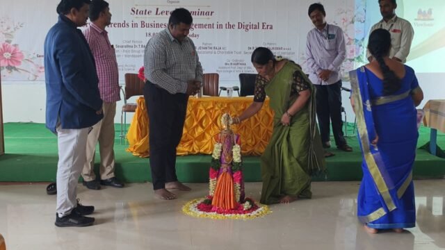 A State Level Seminar on “Emerging Trends in Business Management in the Digital Era” was organized by the Department of Business Administration, Raja College of Arts and Science, Vedhalai. The programme was held in the presence of the Chairman, Trustee, and Secretary. Chief Guest Dr. K. Gomathi Sankar delivered the keynote address. Students presented papers on E-commerce, Fintech, Entrepreneurship, and Digital Marketing. The seminar was informative and interactive, and participants expressed positive feedback, stating it was knowledge-enhancing and useful.